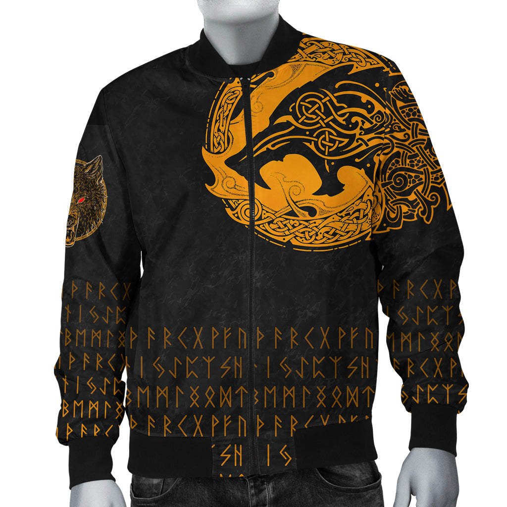 Viking Bomber Jacket Fenrir Wolf Orange