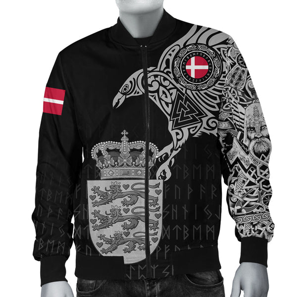 Viking Bomber Jacket Danish and Raven Of Odin