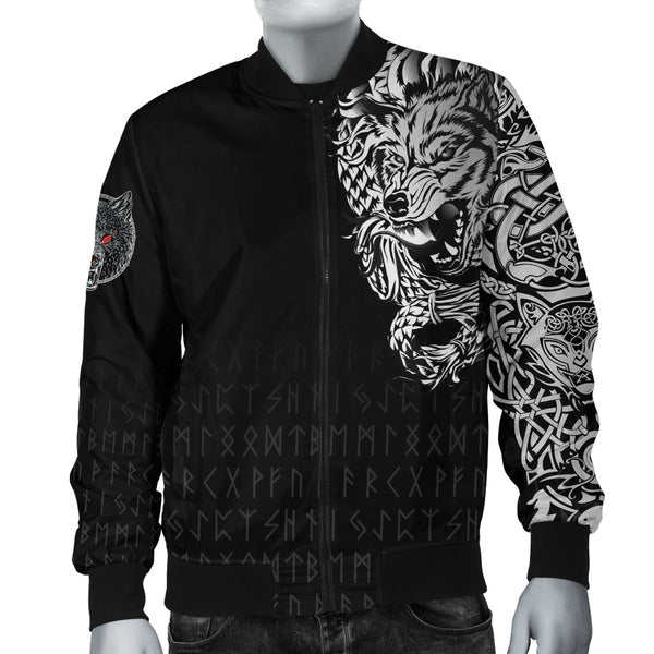 Viking Bomber Jacket Dark Norse Wolf Tattoo