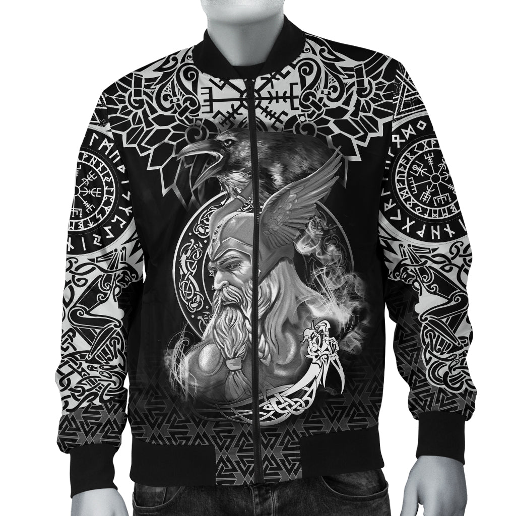 Custom Viking Bomber Jacket Odin And Raven Tattoo