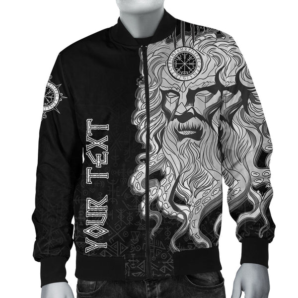 Custom Viking Bomber Jacket Njord Vegvisir