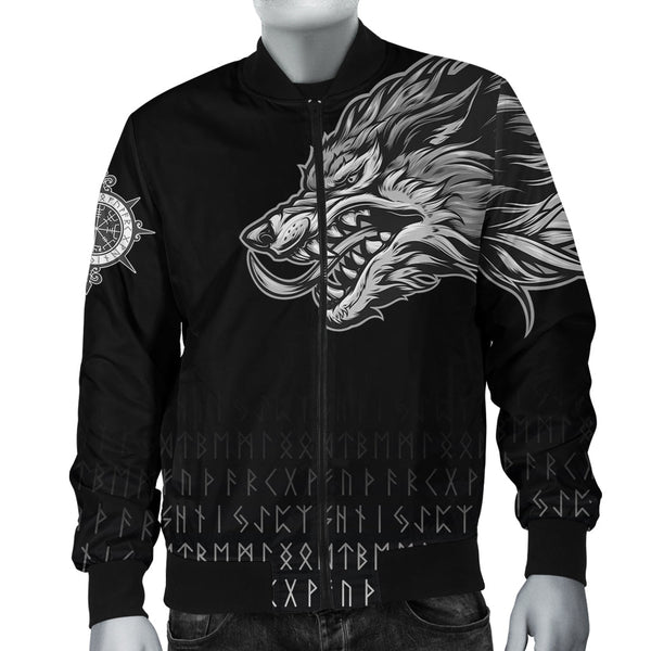 Viking Bomber Jacket Fenrir Wolf Near Shoulder