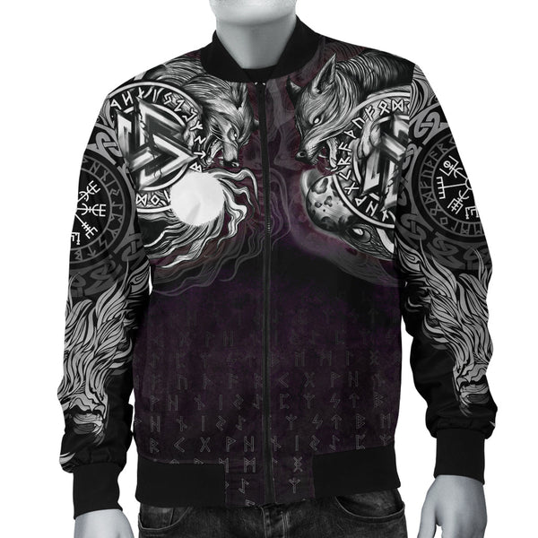 Viking Bomber Jacket Hati And Skoll Valknut