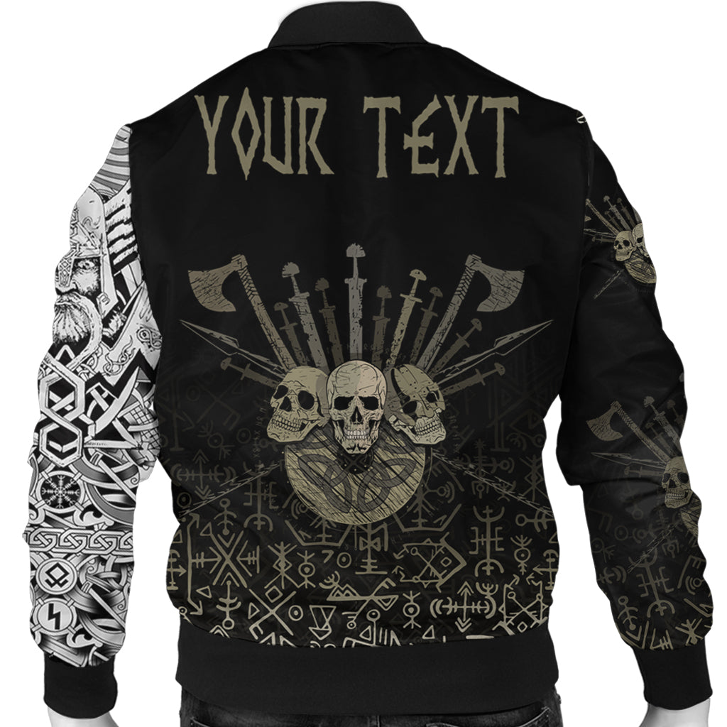 Custom Viking Bomber Jacket Three Skull Of Viking