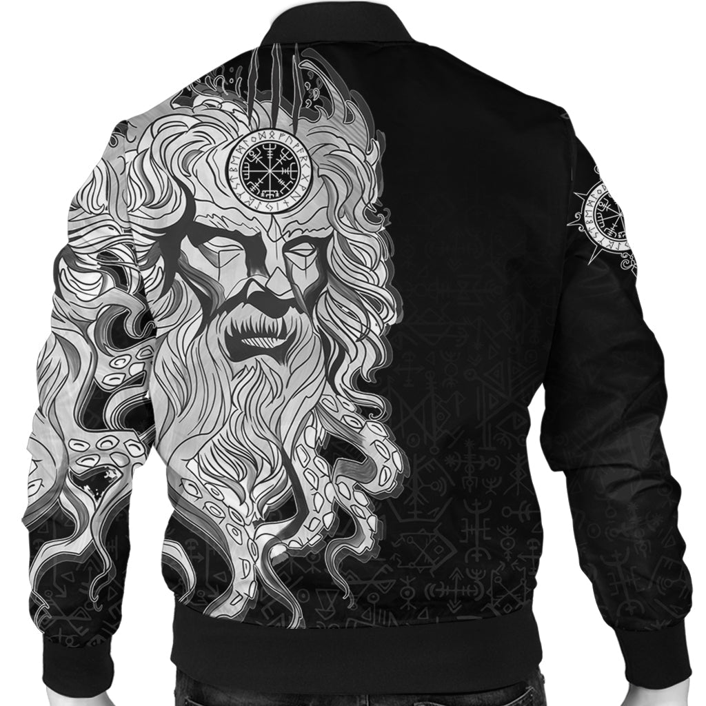 Custom Viking Bomber Jacket Njord Vegvisir