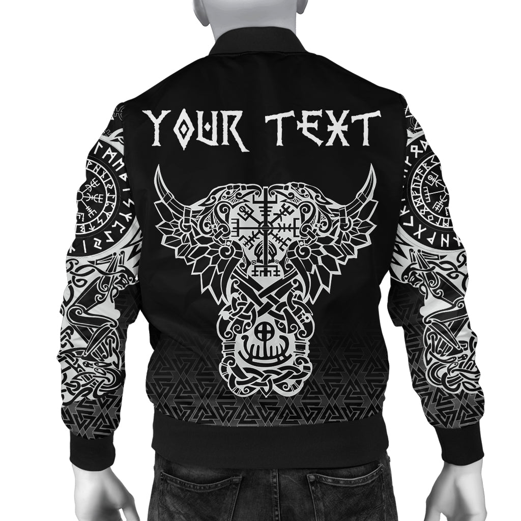 Custom Viking Bomber Jacket Odin And Raven Tattoo