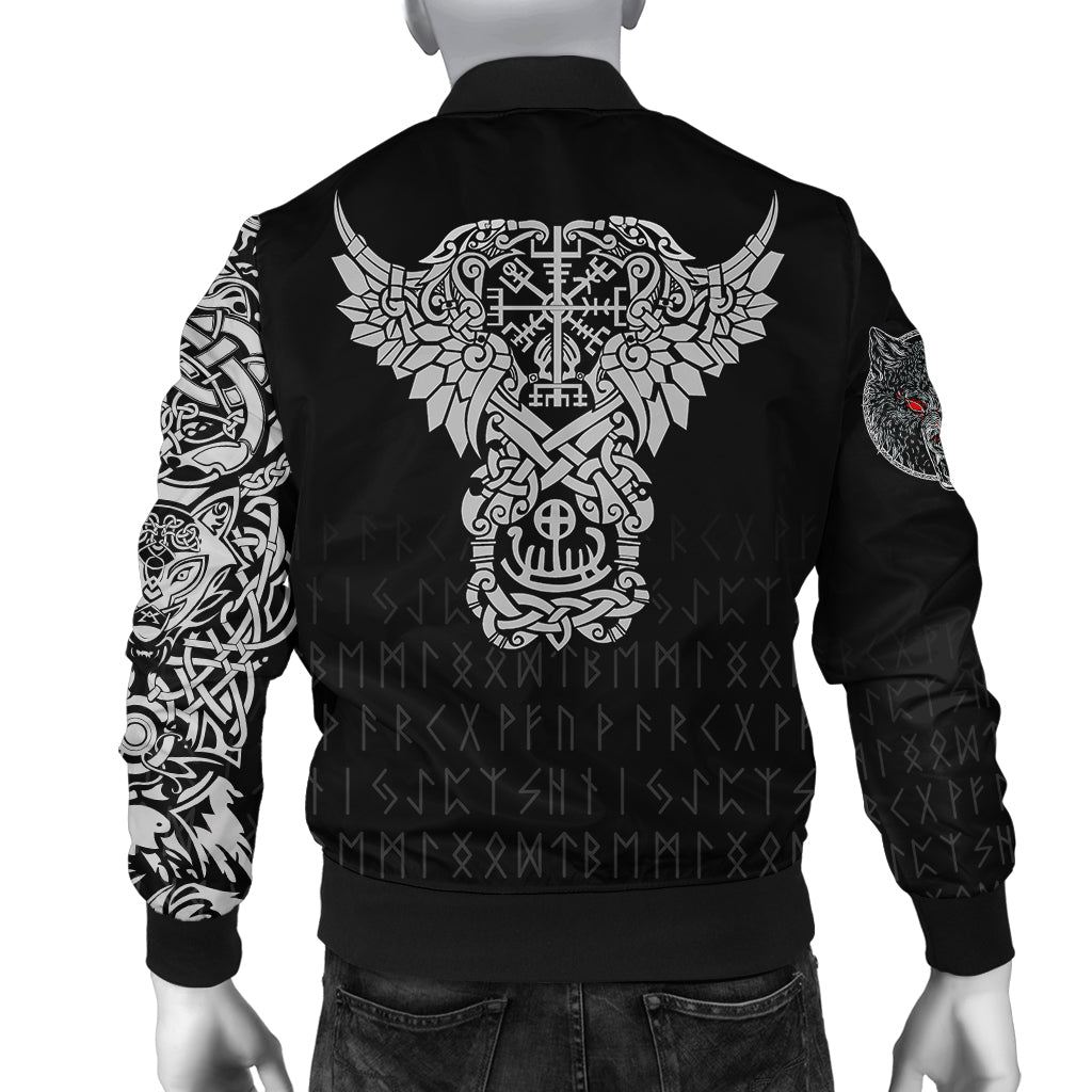 Viking Bomber Jacket Dark Norse Wolf Tattoo