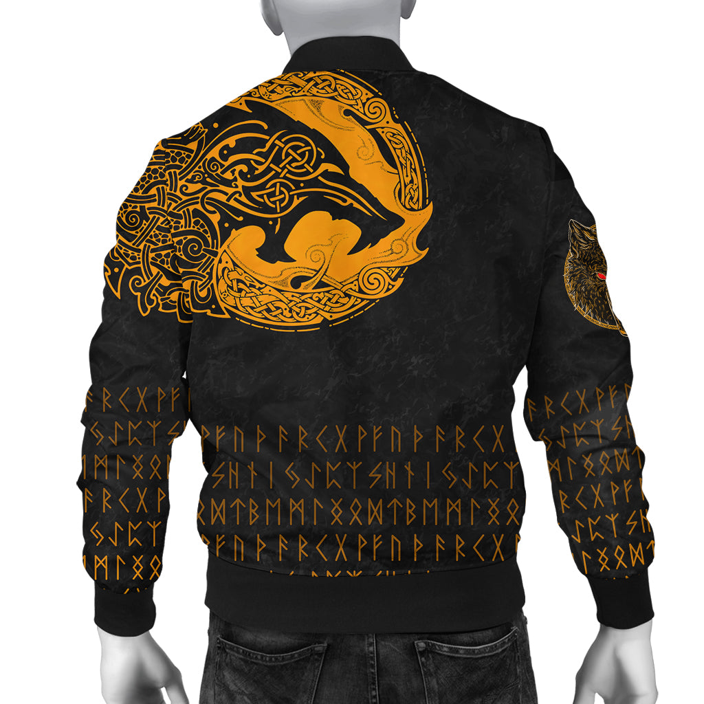 Viking Bomber Jacket Fenrir Wolf Orange