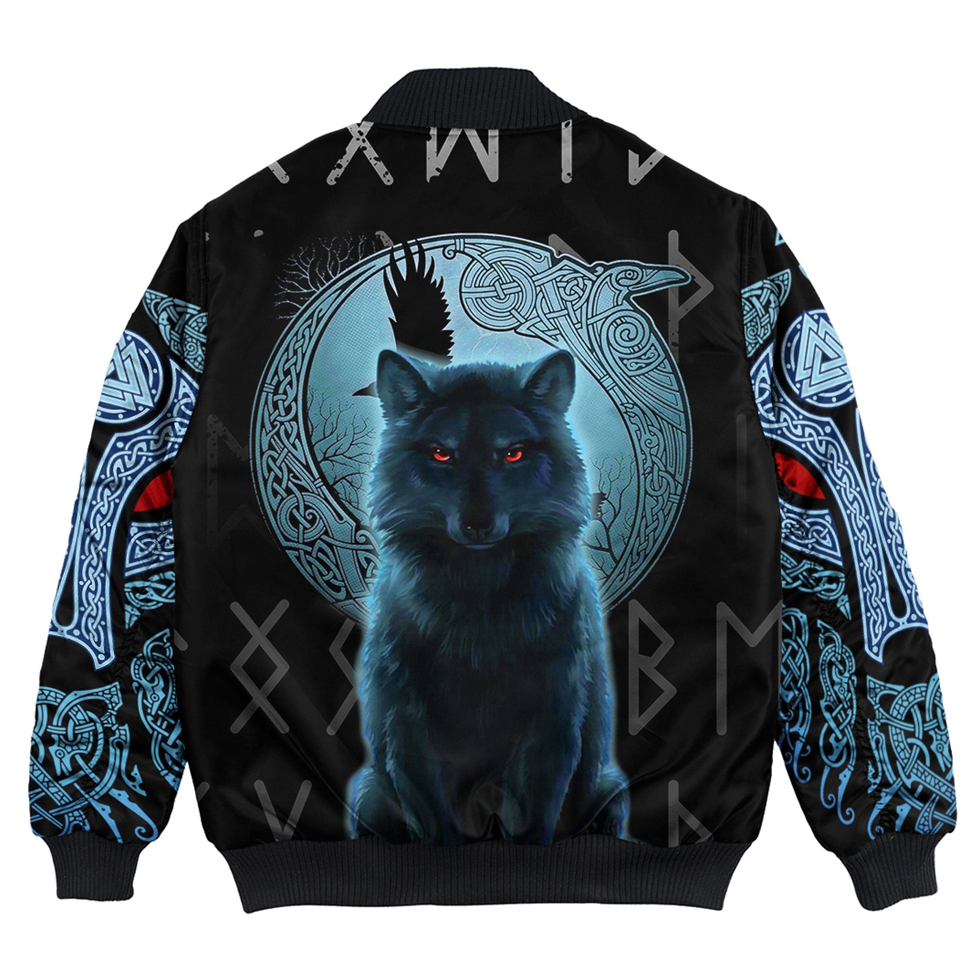 Viking Bomber Jacket Fenrir Wolf And Moon