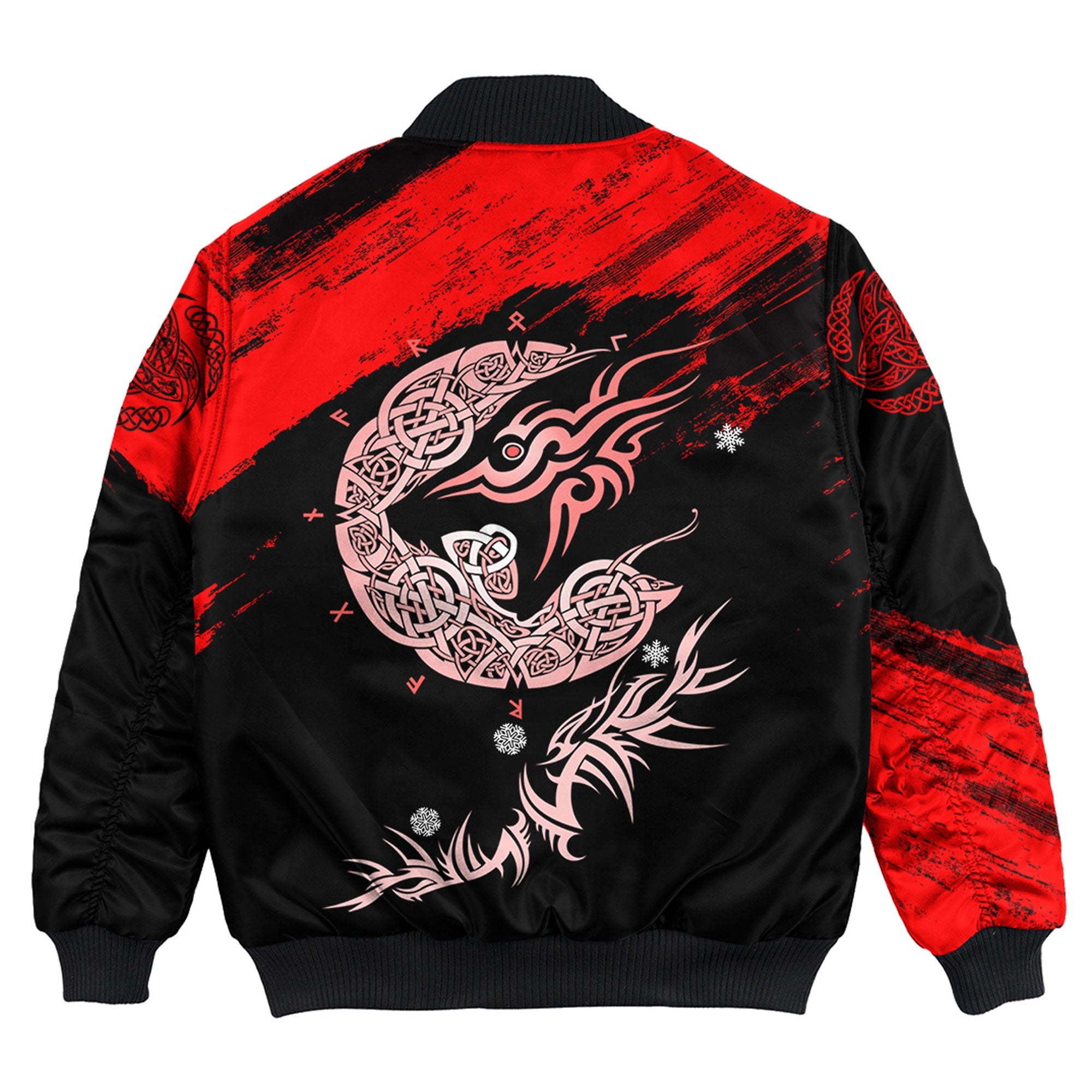 Viking Bomber Jacket Fenrir Moon Brush Red Style