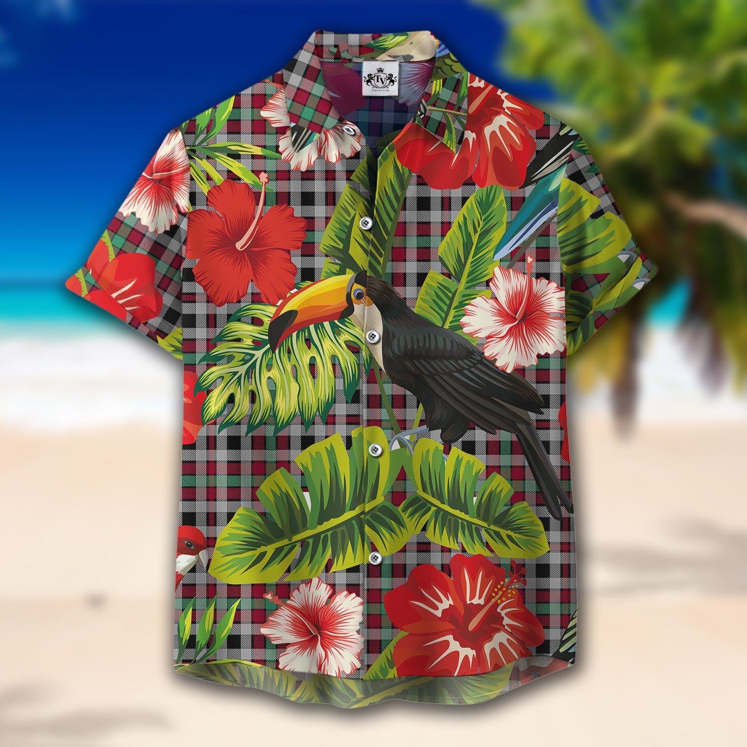 Scottish Tartan Borthwick Ancient Clan Hawaiian Shirt Hibiscus - Tropical Garden Style