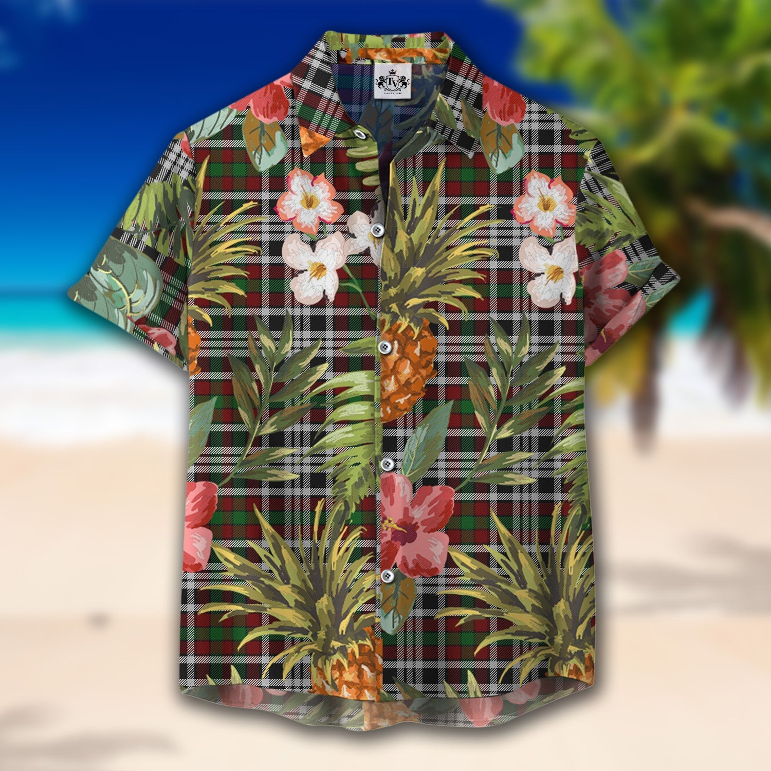 Scottish Tartan Borthwick Dress Clan Hawaiian Shirt Hibiscus - Tropical Garden Style