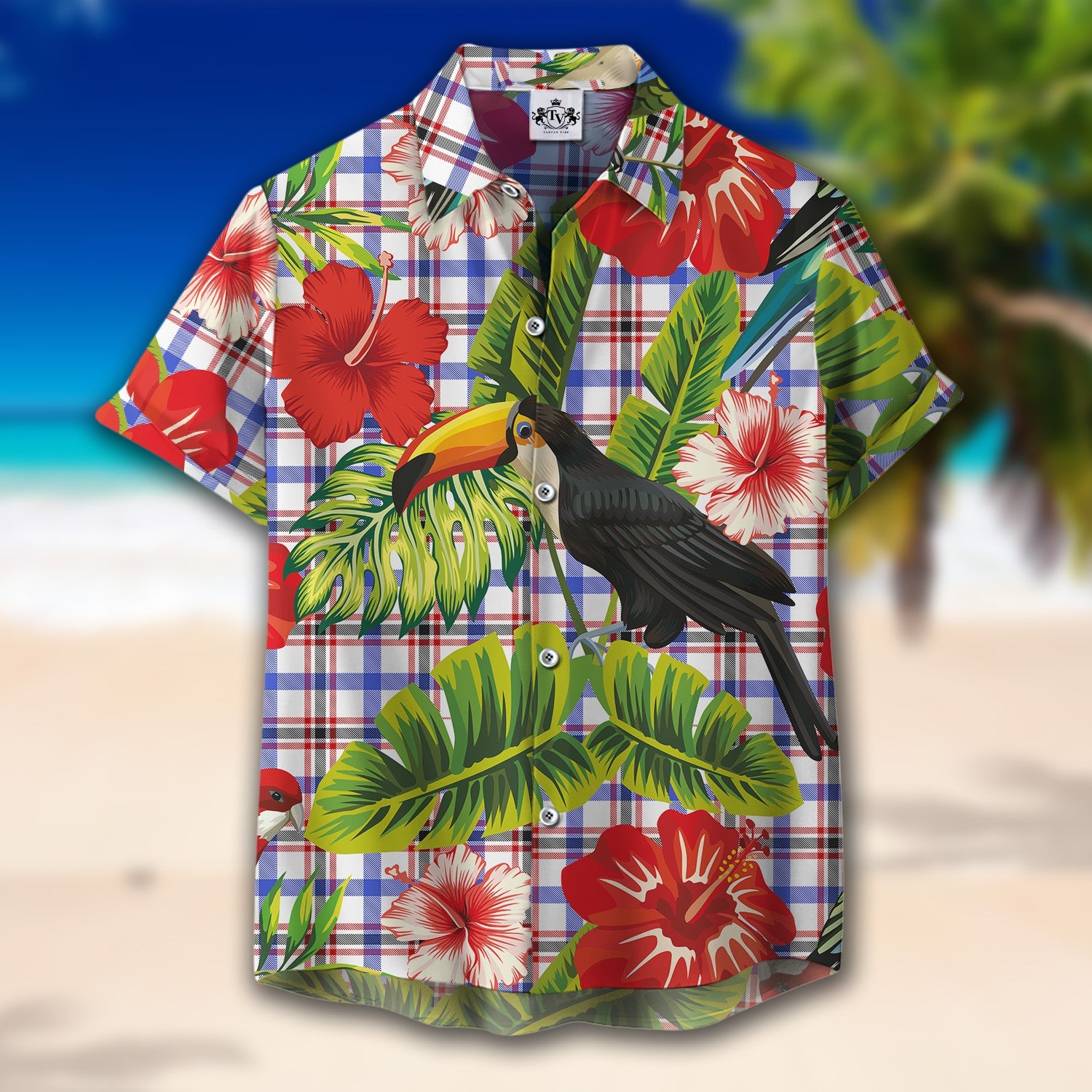 Scottish Tartan Boswell Modern Clan Hawaiian Shirt Hibiscus - Tropical Garden Style