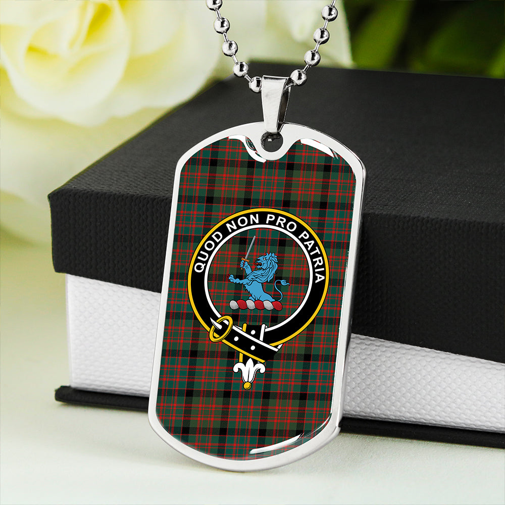 Bowie Black Modern Clan Badge Classic Tartan Dog Tag Necklace