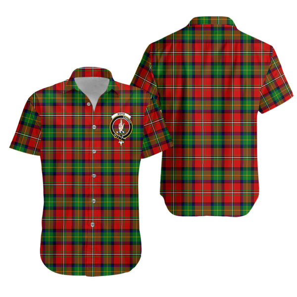 Scottish Tartan Boyd Modern Clan Short Sleeve Casual Shirt Crest Style