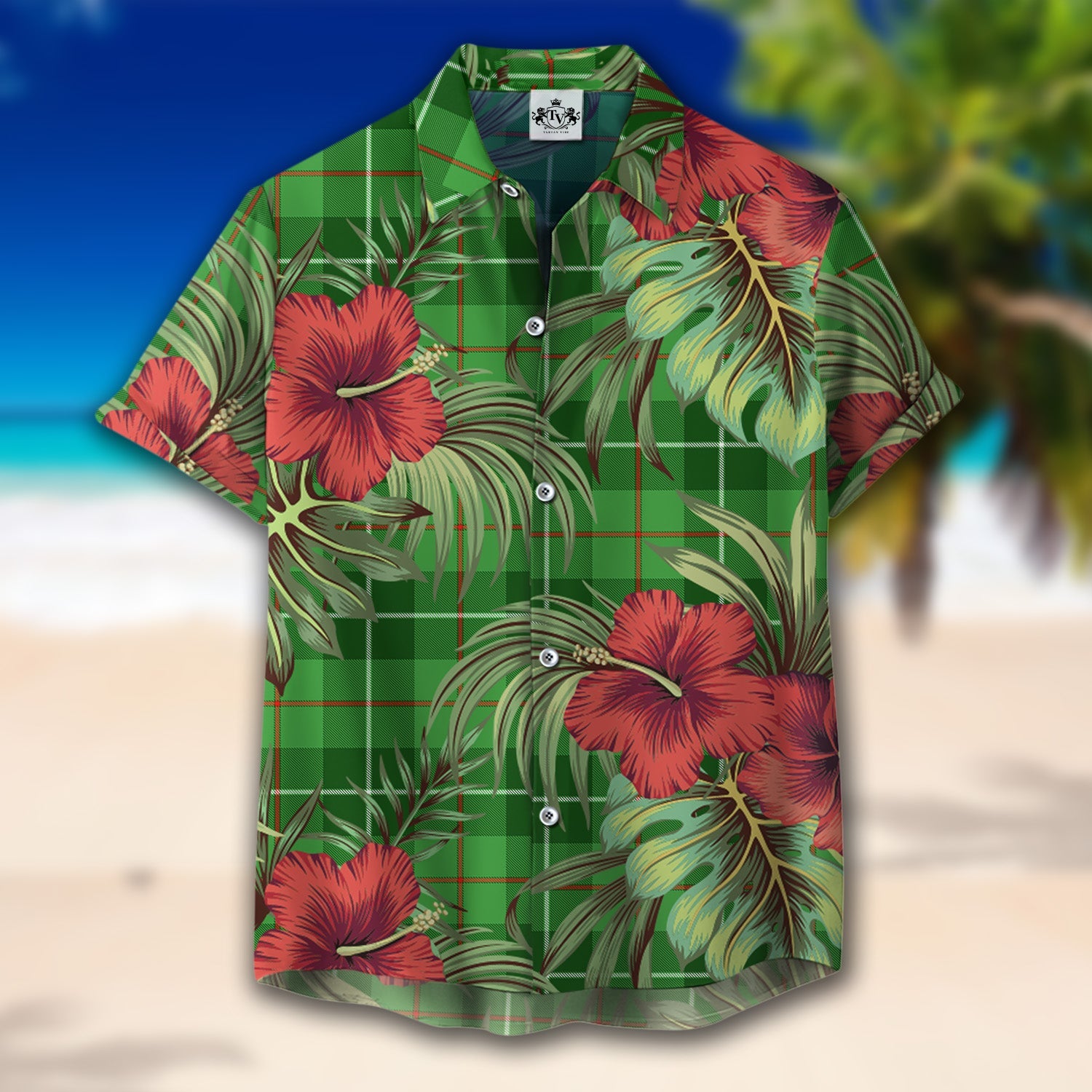 Scottish Tartan Boyle Clan Hawaiian Shirt Hibiscus - Tropical Garden Style