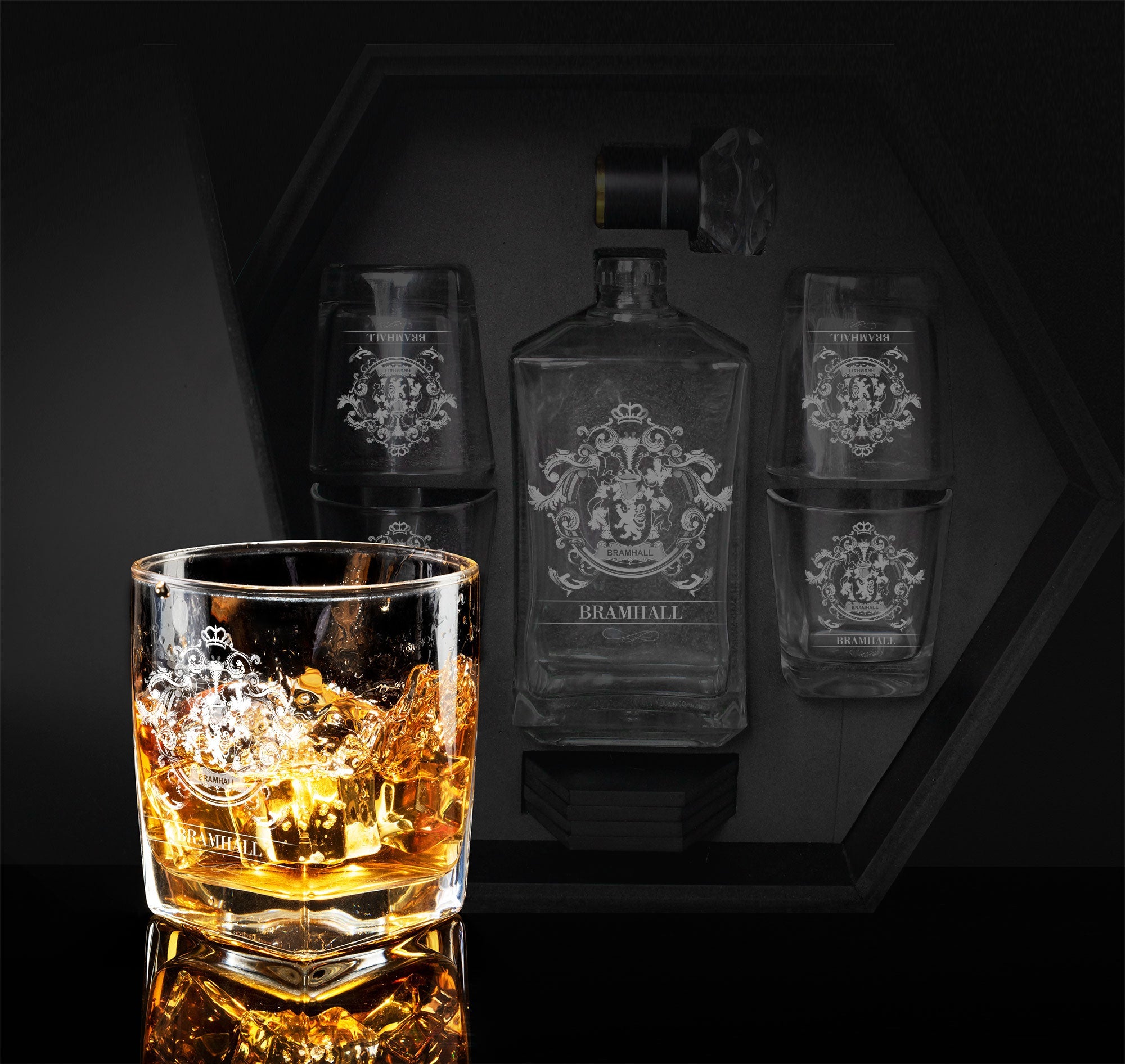 Bramhall Ireland Family Crest Decanter Set