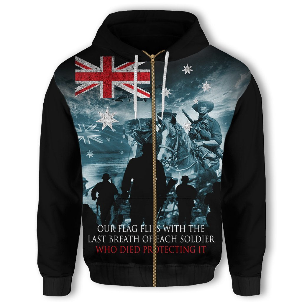 Anzac Day Zip Hoodie, Brave Spirit Full Zip Hoodie