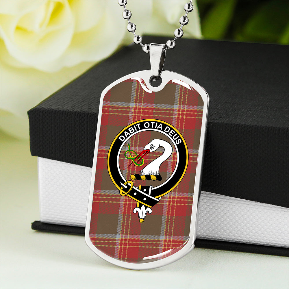 Brisbane Weathered Clan Badge Classic Tartan Dog Tag Necklace