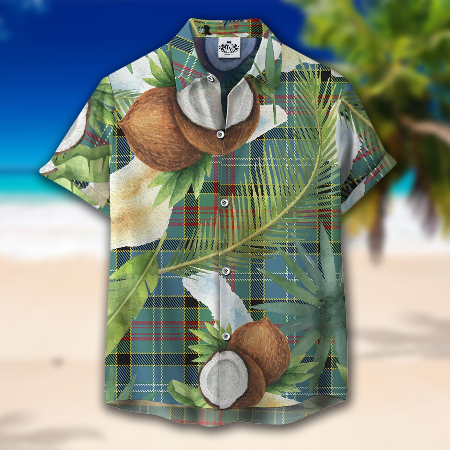 Scottish Tartan Brisbane modern Clan Hawaiian Shirt Hibiscus - Tropical Garden Style