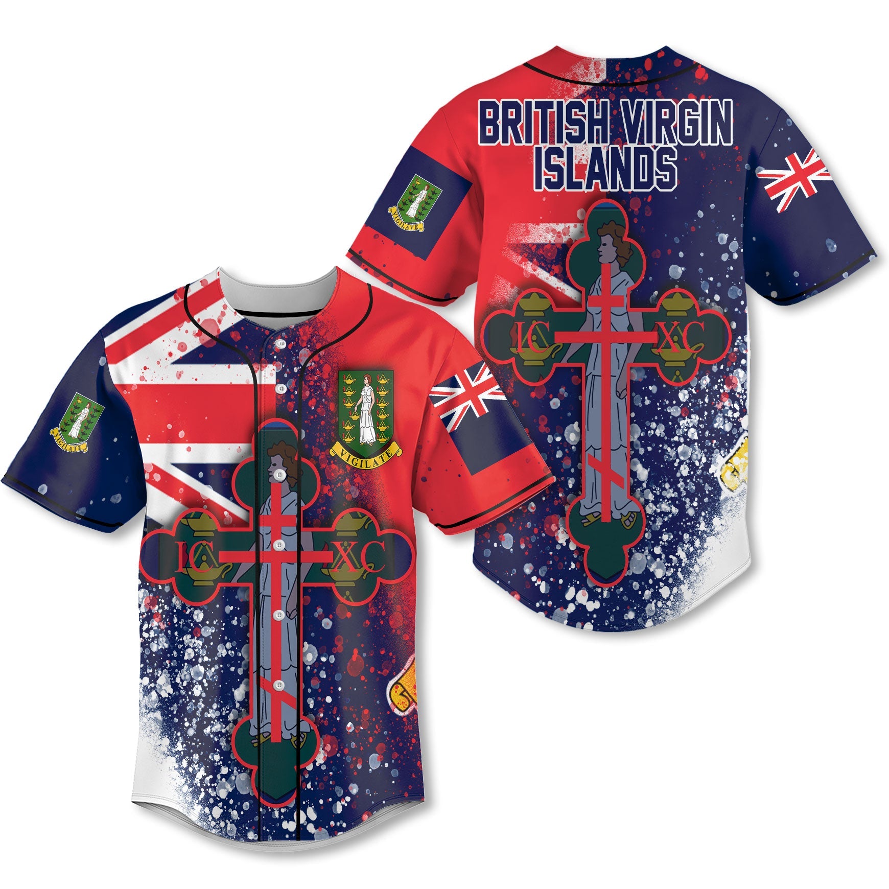 British Virgin Islands Baseball Jersey Flag & Coat Of Arms Orthodox Style