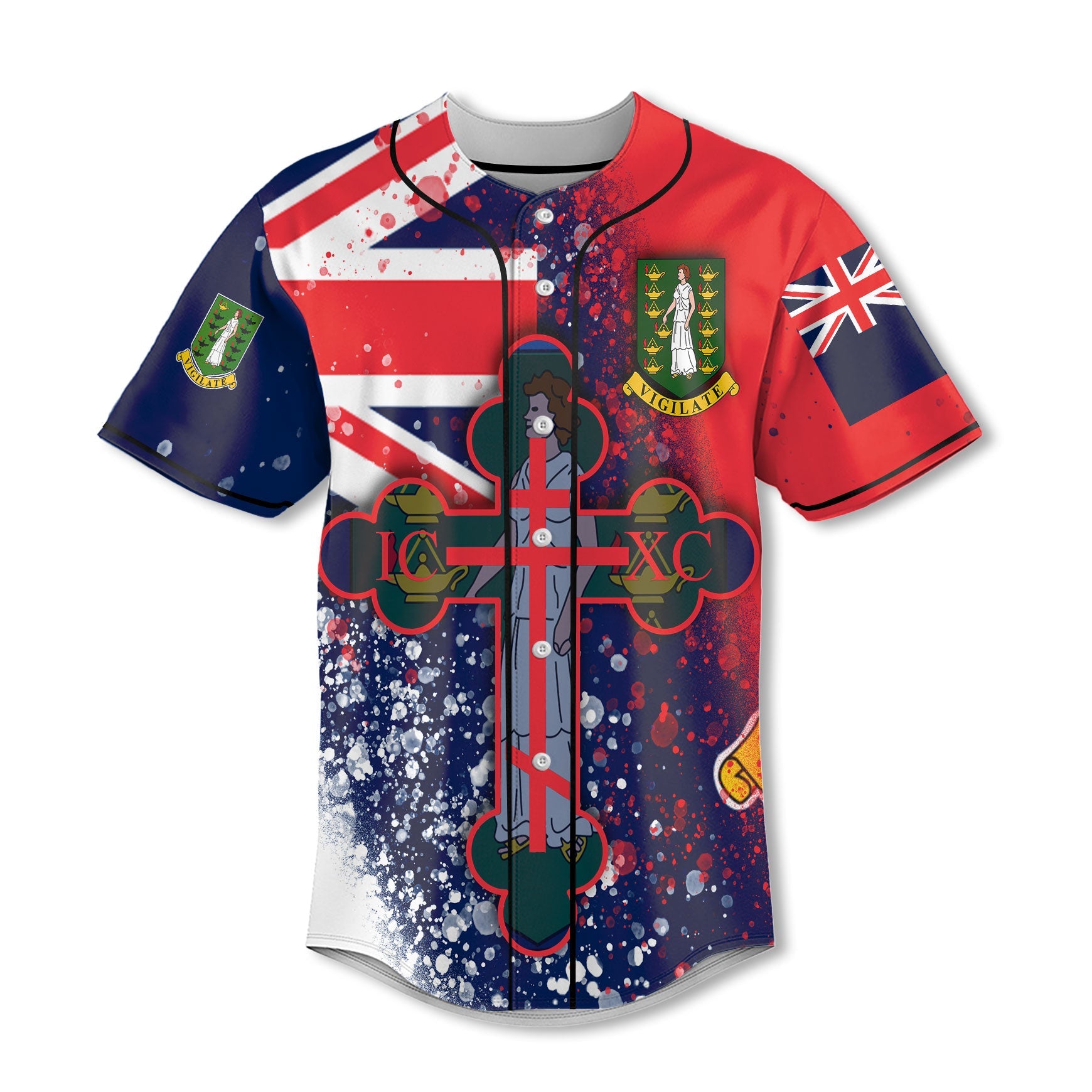 British Virgin Islands Baseball Jersey Flag & Coat Of Arms Orthodox Style