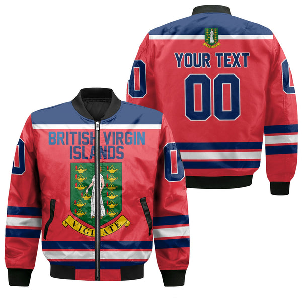 British Virgin Islands Bomber Jacket Flag & Coat Of Arms Hockey Style