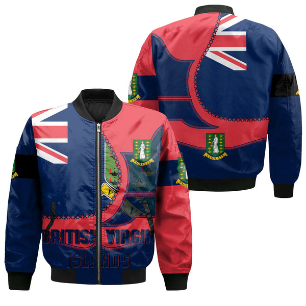 British Virgin Islands Bomber Jacket Flag & Coat Of Arms Leather Style