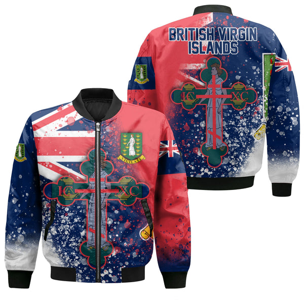 British Virgin Islands Bomber Jacket Flag & Coat Of Arms Orthodox Style