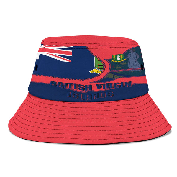 British Virgin Islands Bucket Hat Flag & Coat Of Arms Leather Style