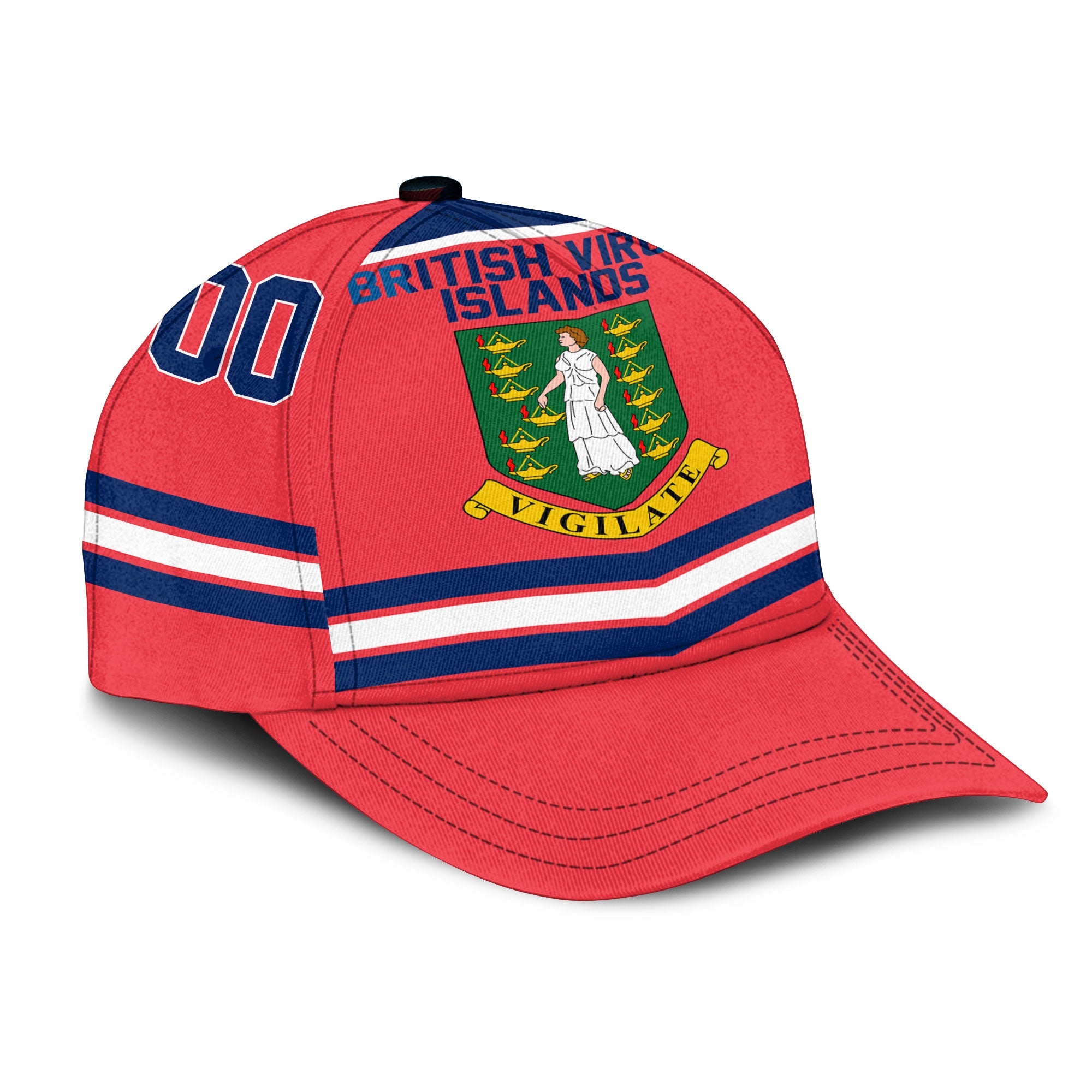 British Virgin Islands Classic Cap Flag & Coat Of Arms Hockey Style