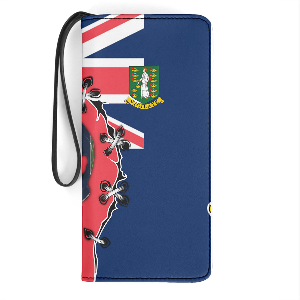 British Virgin Islands Clutch Purse Flag & Coat Of Arms Skull Style