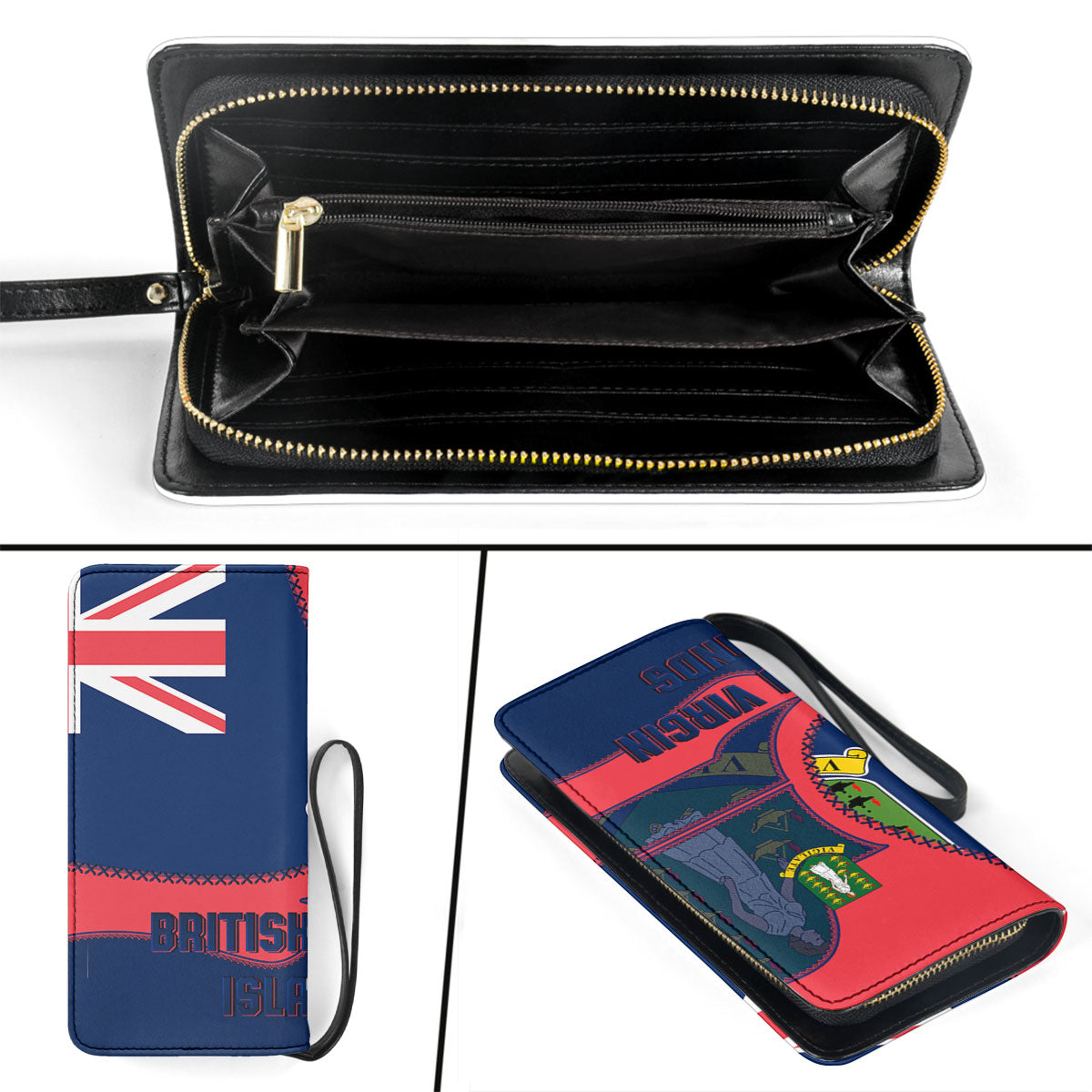 British Virgin Islands Clutch Purse Flag & Coat Of Arms Leather Style