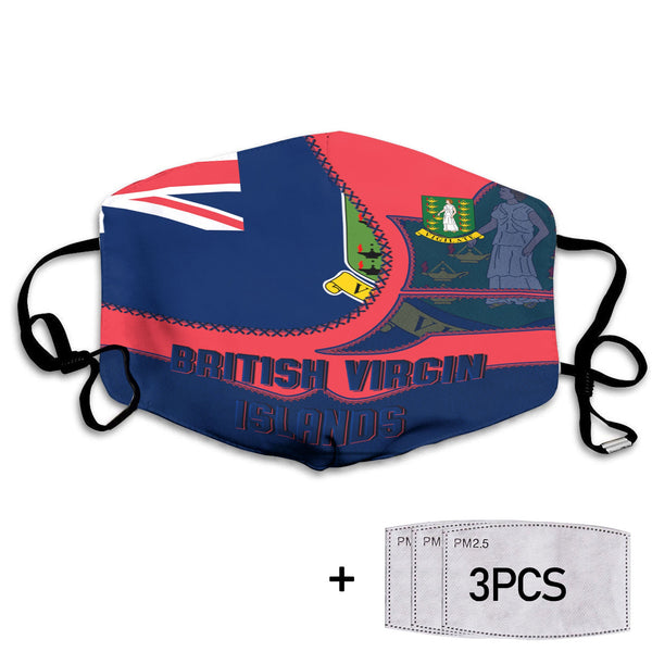 British Virgin Islands Face Mask Flag & Coat Of Arms Leather Style