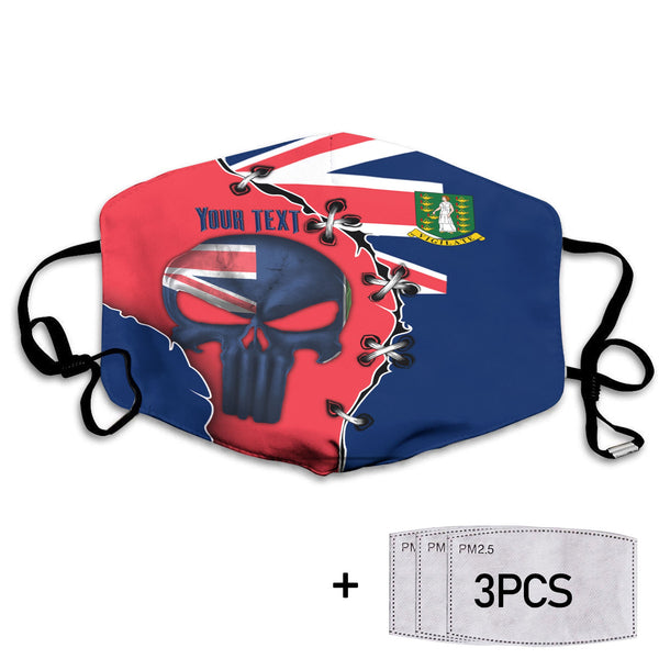 British Virgin Islands Face Mask Flag & Coat Of Arms Skull Style