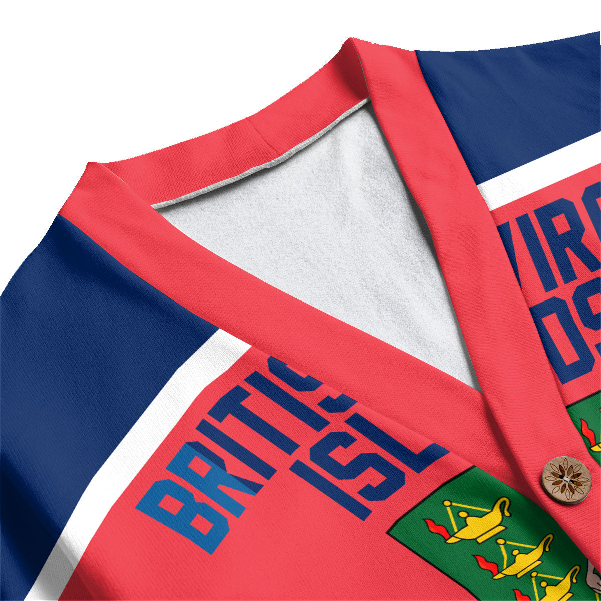 British Virgin Islands Fleece Cardigan Flag & Coat Of Arms Hockey Style