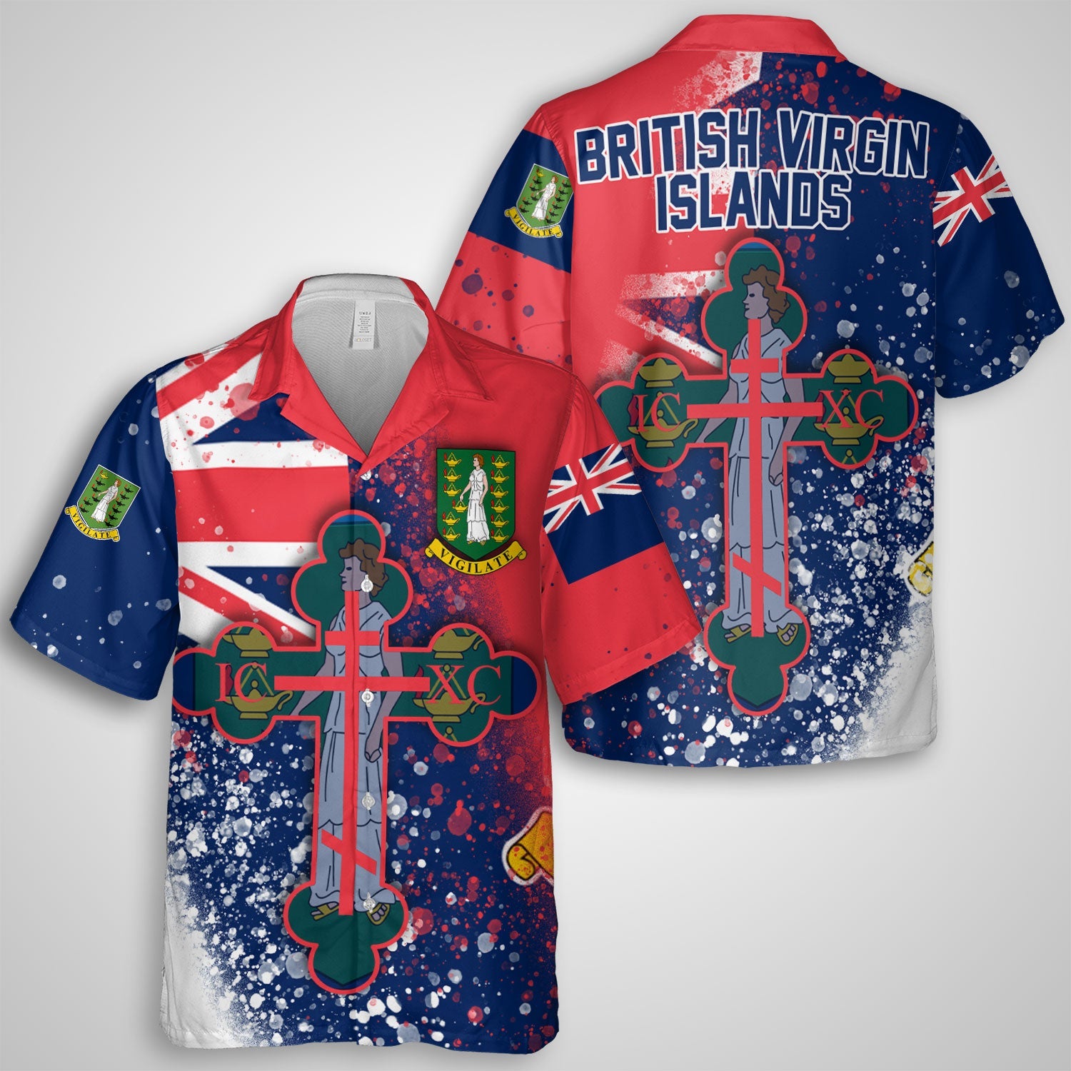 British Virgin Islands Hawaiian Shirt Flag & Coat Of Arms Orthodox Style