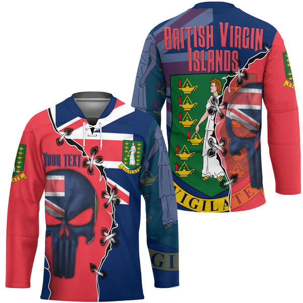 British Virgin Islands Hockey Jersey Flag & Coat Of Arms Skull Style