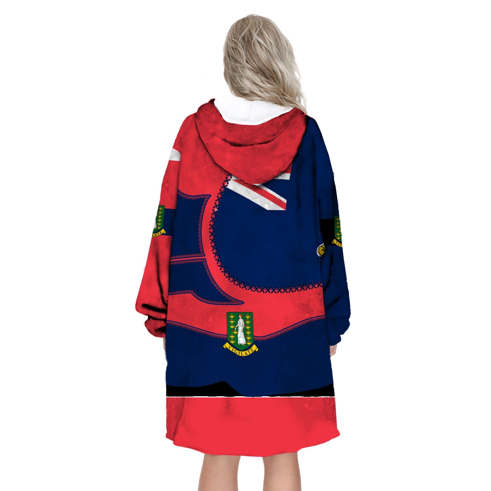 British Virgin Islands Hoodie Blanket Flag & Coat Of Arms Leather Style