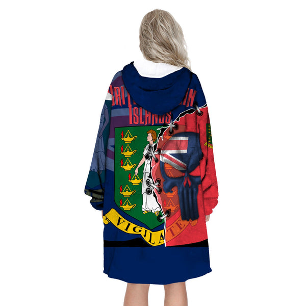 British Virgin Islands Snug Hoodie Flag & Coat Of Arms Skull Style