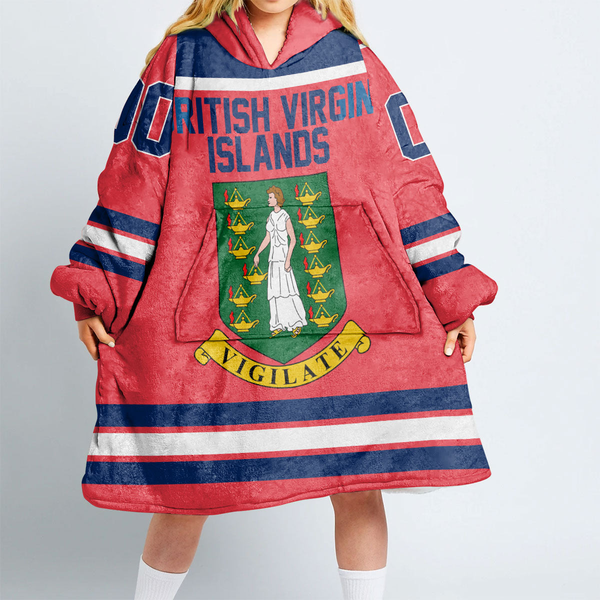 British Virgin Islands Snug Hoodie Flag & Coat Of Arms Hockey Style