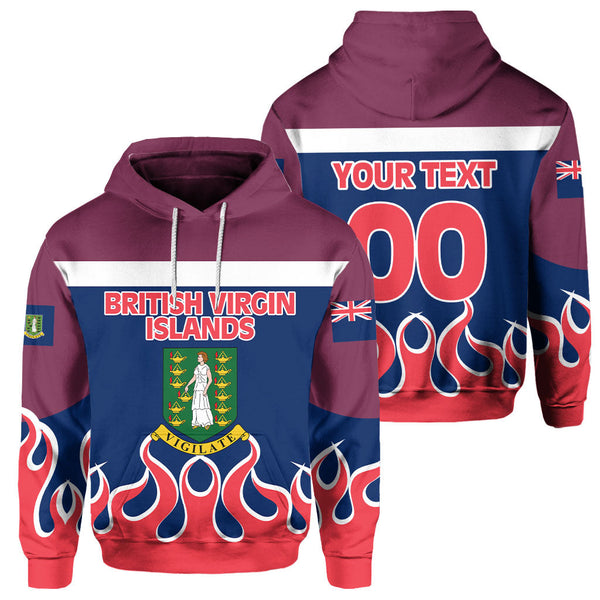 British Virgin Islands Hoodie Flag & Coat Of Arms Fire Hockey Style