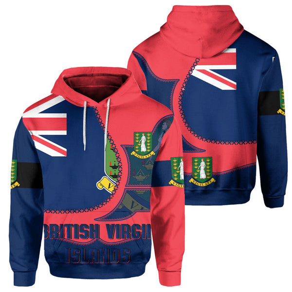 British Virgin Islands Hoodie Flag & Coat Of Arms Leather Style