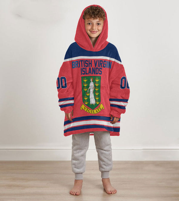 British Virgin Islands Snug Hoodie Kid Flag & Coat Of Arms Hockey Style