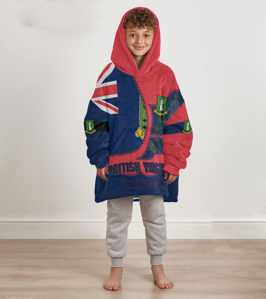 British Virgin Islands Kid Snug Hoodie Flag & Coat Of Arms Leather Style