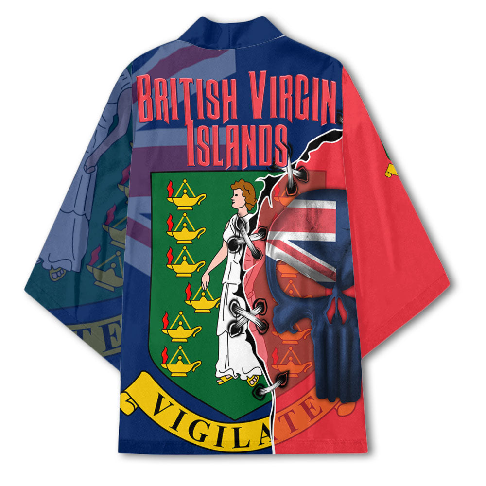 British Virgin Islands Kimono Flag & Coat Of Arms Skull Style