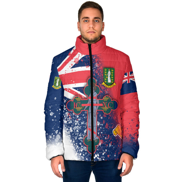 British Virgin Islands Men Padded Jacket Flag & Coat Of Arms Orthodox Style