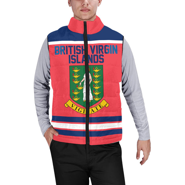 British Virgin Islands Men Padded Jacket Vest Flag & Coat Of Arms Hockey Style