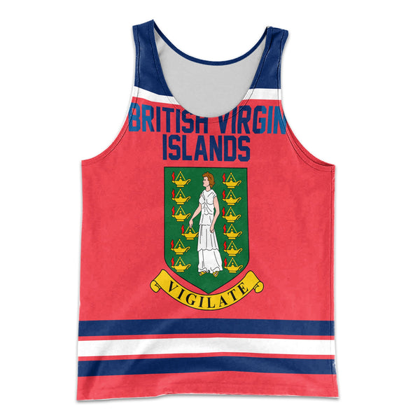 British Virgin Islands Men Tank Top Flag & Coat Of Arms Hockey Style