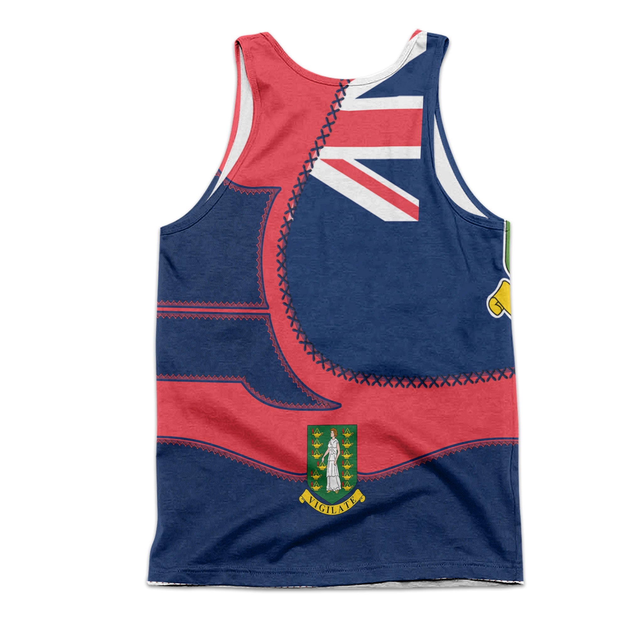 British Virgin Islands Men Tank Top Flag & Coat Of Arms Leather Style